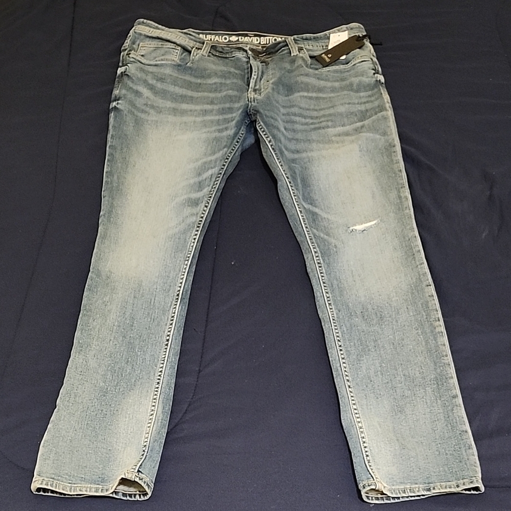 Brand New Buffalo David Bitton MAX-X Men's Faded Blue Skinny Stretch Jeans